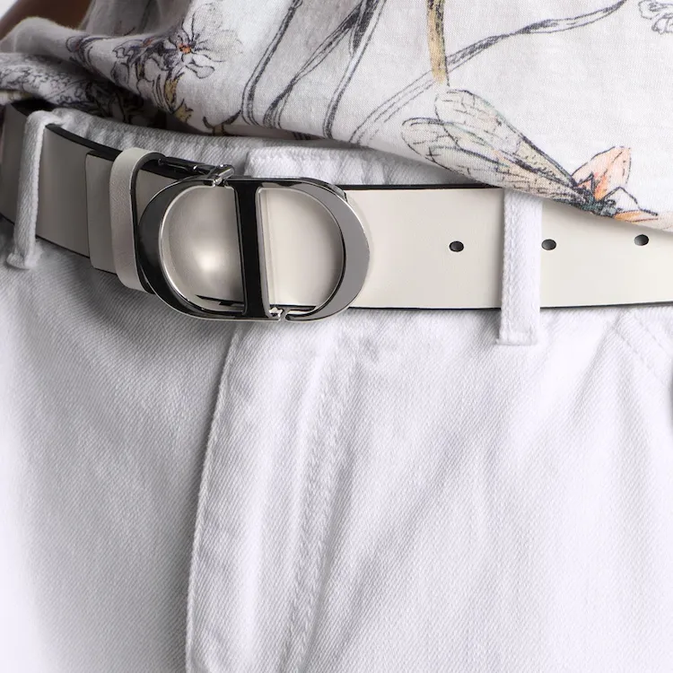 DIOR Calfskin Leather Belts Women's Black Width 3.5CM-4