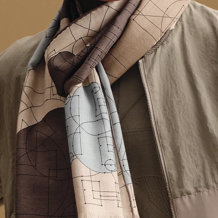 HERMES Cashmere Knit Scarves Unisex Brown-1