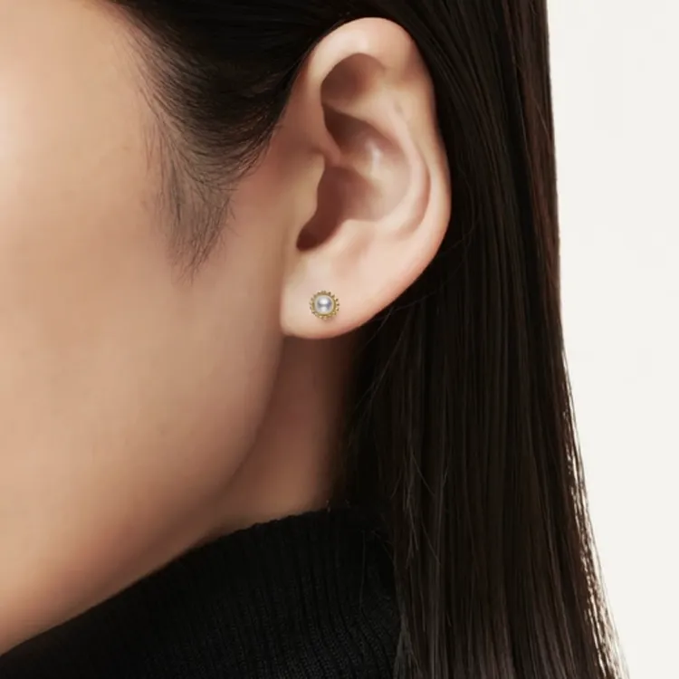 MIKIMOTO 18K Gold Stud Earrings Women's Gold-1