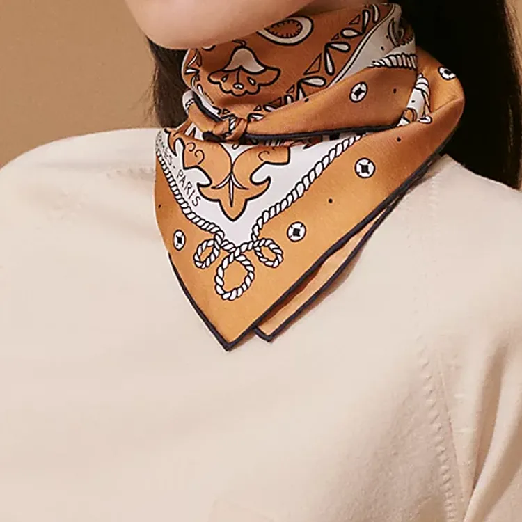HERMES Mulberry Silk Silk Scarves Women's Beige-1