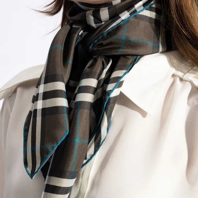 Burberry Silk Scarves Unisex Brown-1