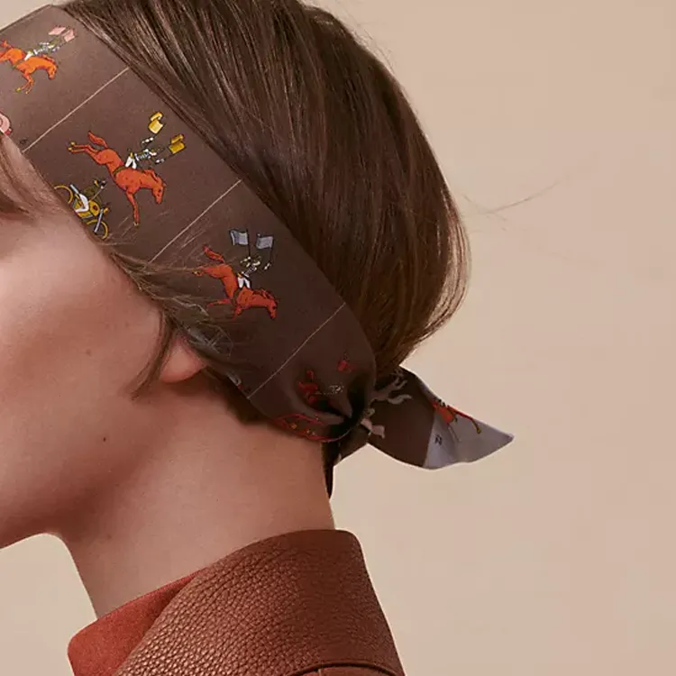 HERMES Silk Scarves Unisex Brown-1