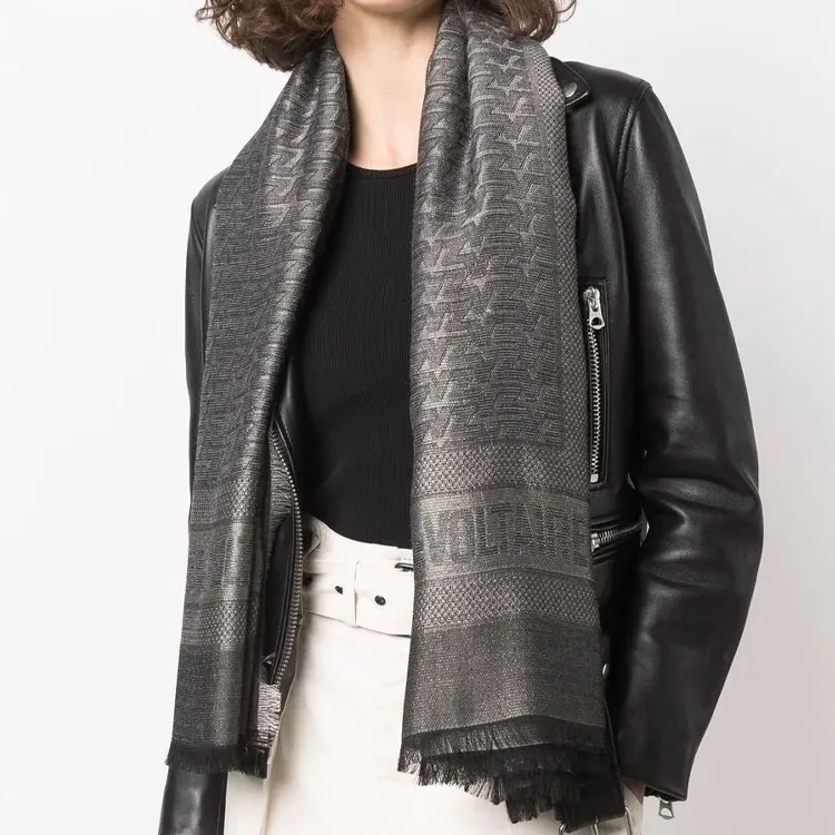 Zadig&Voltaire Glenn Jacquard-logo Lurex Scarf-1