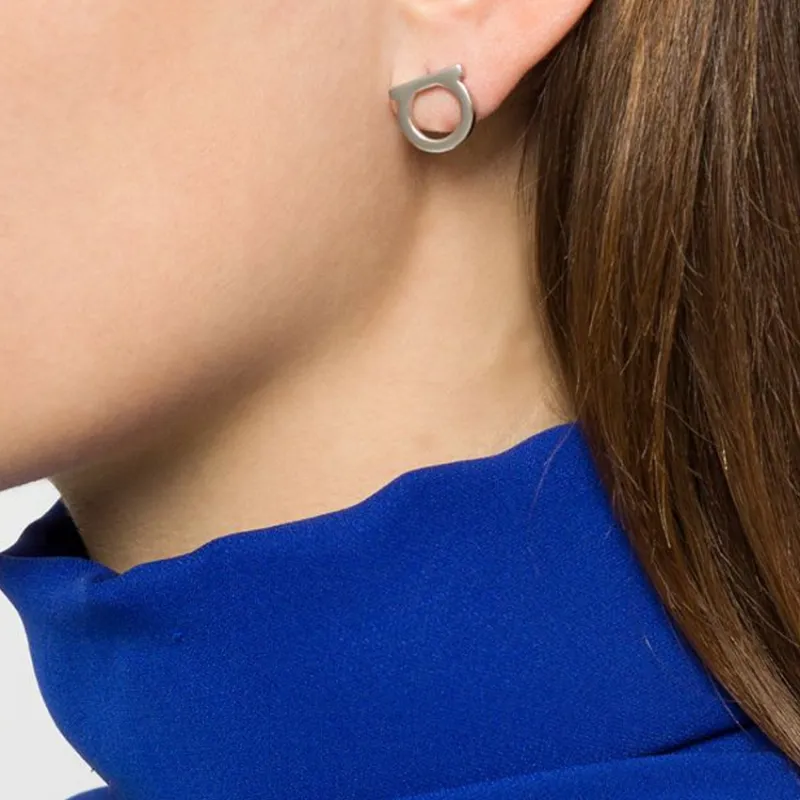 FERRAGAMO Brass Stud Earrings Women's Silver-5