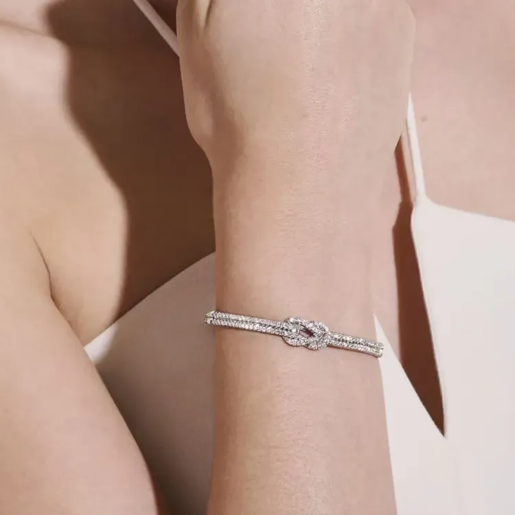 John Hardy Sterling Silver Love Knot Diamond Bracelet-3