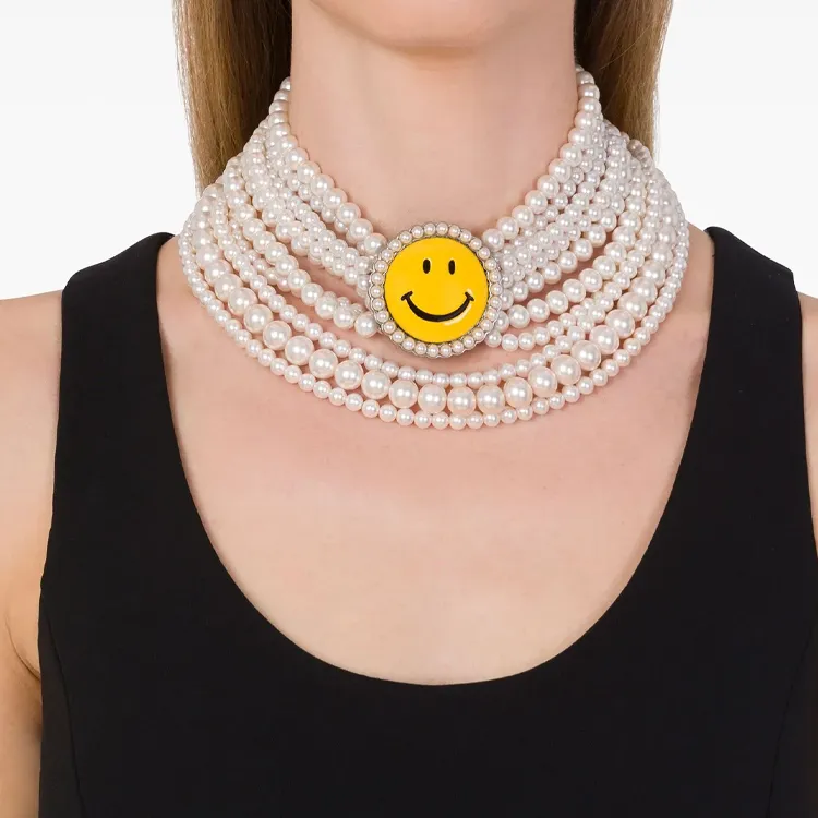 MOSCHINO Smiley Pearl Necklace-1