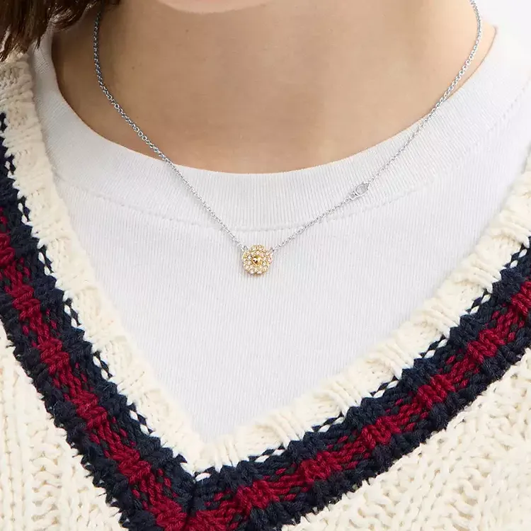 COACH Brass Plated, Glass, Cubic Zircon Necklaces Women's Gold-2