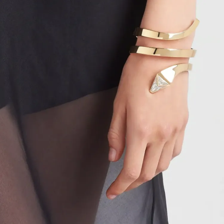 PRADA 18K Gold, Synthetic Diamond Bangles Unisex Gold-3