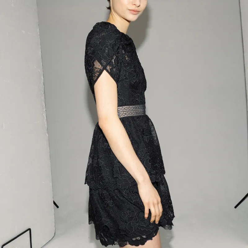 Self-portrait Short-Sleeved Dresses Women's Black-3