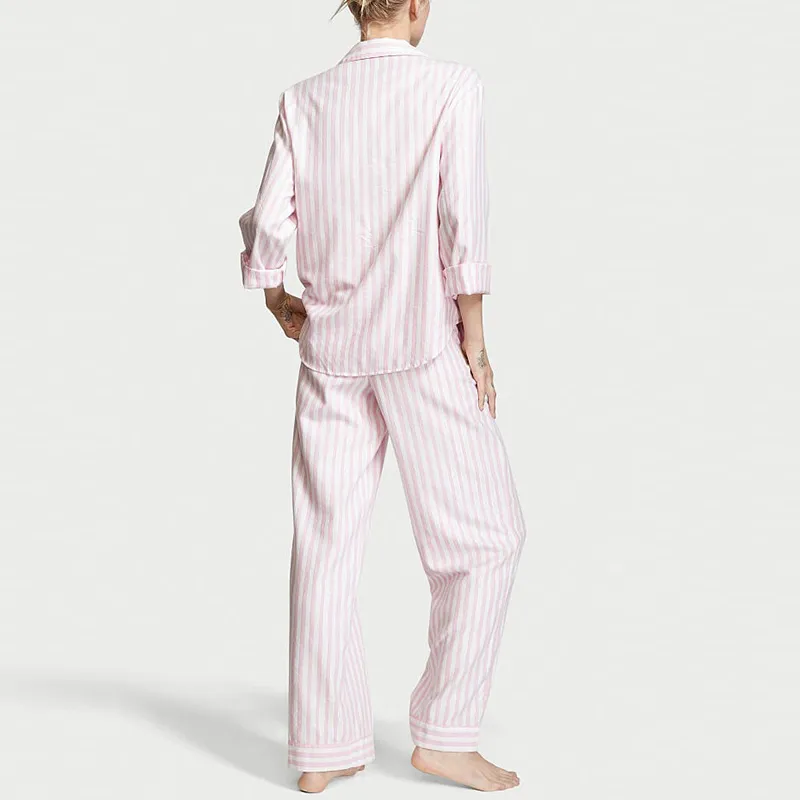 Victoria's Secret Pajama Set Women's Pink Stripes-2