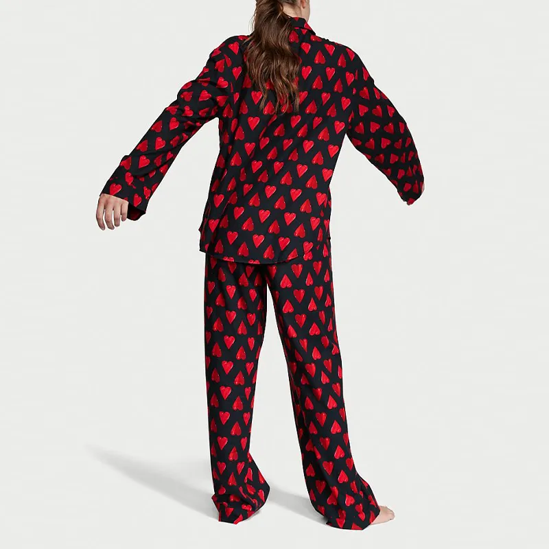 Victoria's Secret Pajama Set Women's Black Heart Print-1