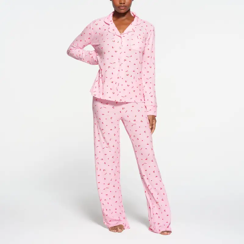 SKIMS Valentine's Day Collection SOFT LOUNGE SLEEP SET Pajama Set Women's Cherry Blossom Print-1