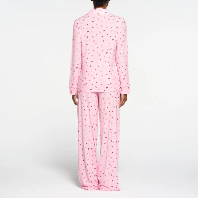 SKIMS Valentine's Day Collection SOFT LOUNGE SLEEP SET Pajama Set Women's Cherry Blossom Print-2