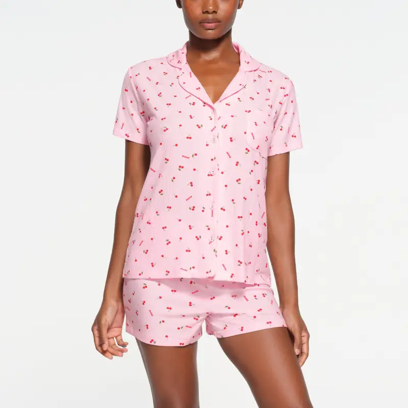 SKIMS Valentine's Day Collection SOFT LOUNGE SHORT SLEEP SET Pajama Set Women's Cherry Blossom Print-1