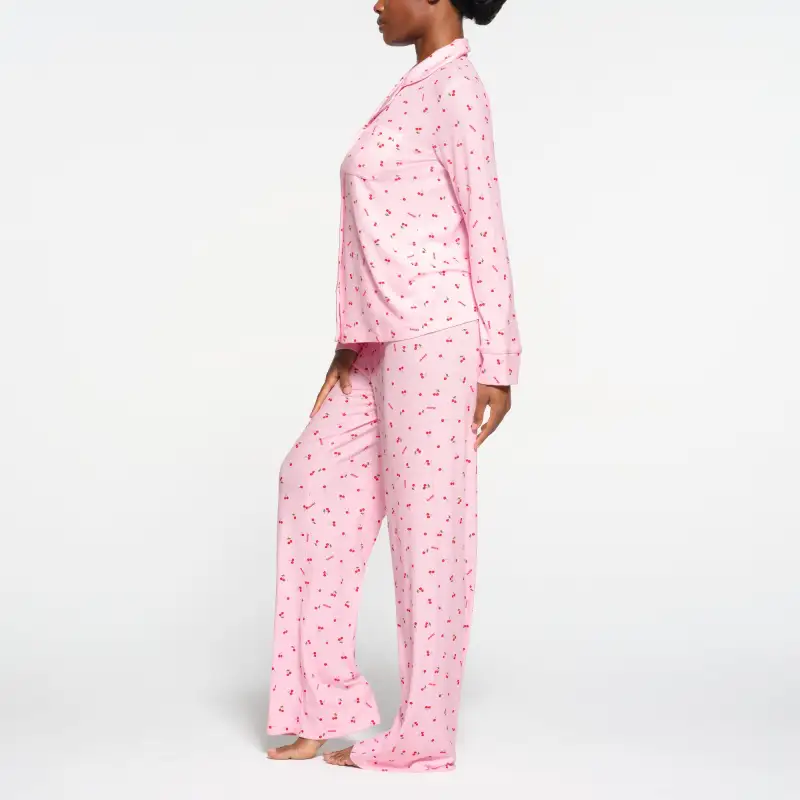 SKIMS Valentine's Day Collection SOFT LOUNGE SLEEP SET Pajama Set Women's Cherry Blossom Print-3