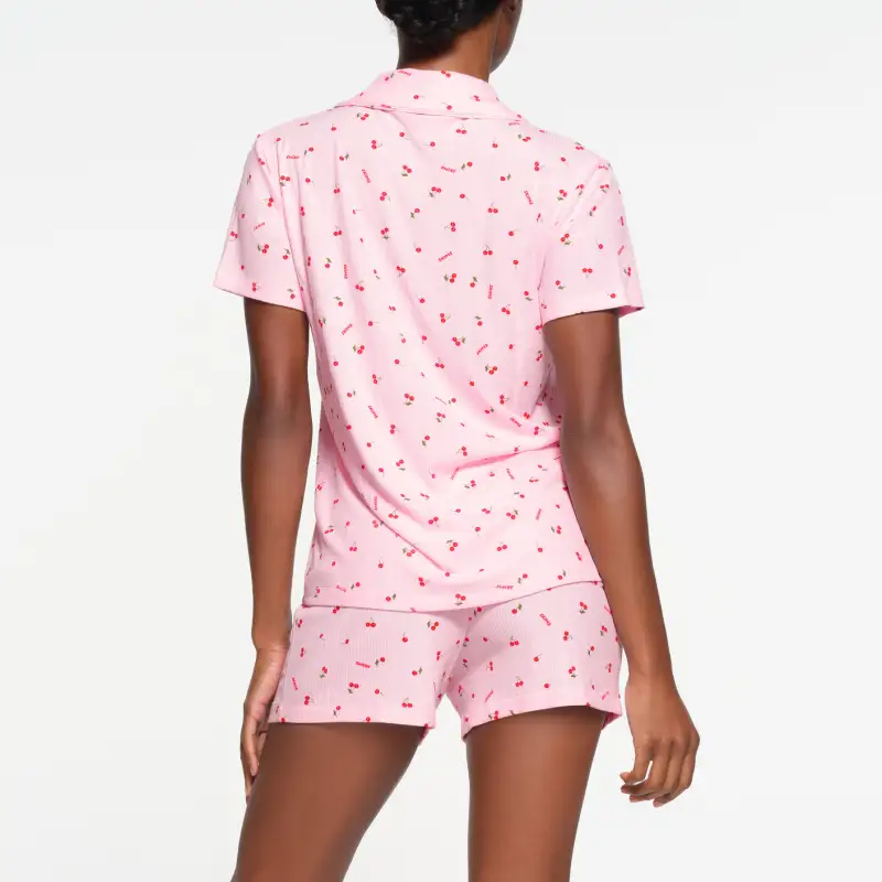 SKIMS Valentine's Day Collection SOFT LOUNGE SHORT SLEEP SET Pajama Set Women's Cherry Blossom Print-3