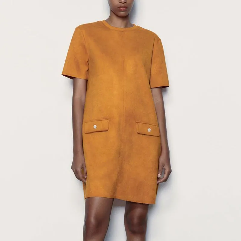 ZARA Short-Sleeved Dresses Women's Dark Orange-2
