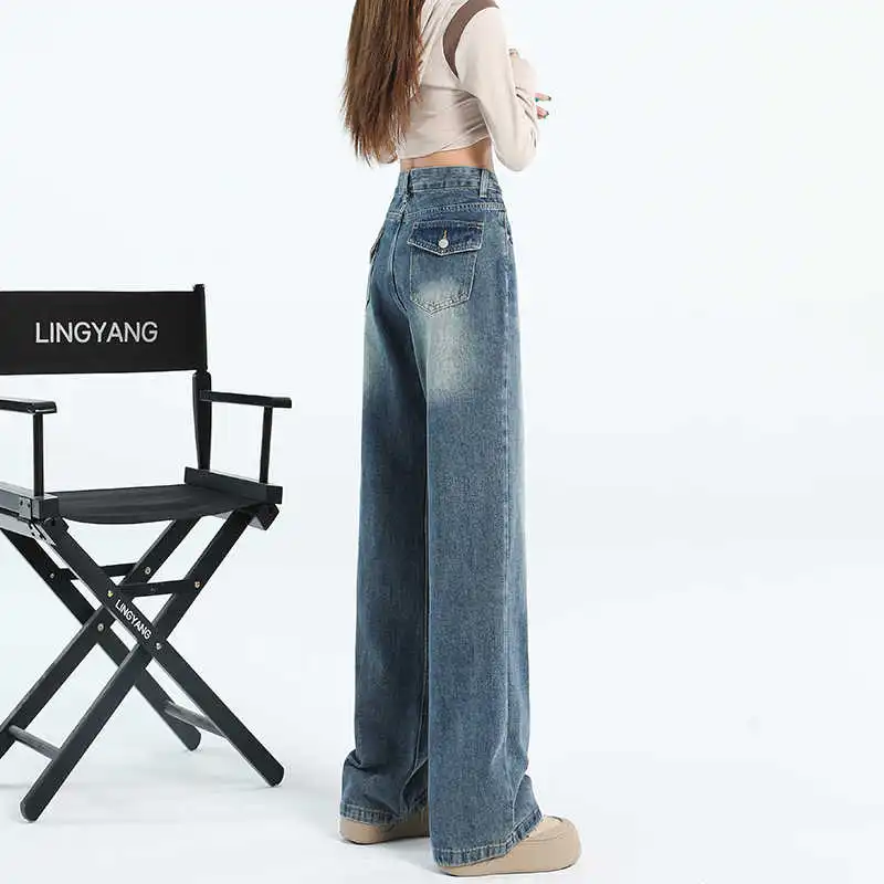 YINLEI Jeans Women's Vintage Blue-2