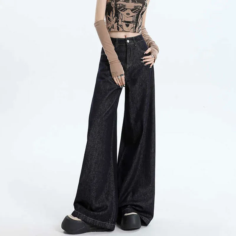 YINLEI Jeans Women's Dark Blue-3