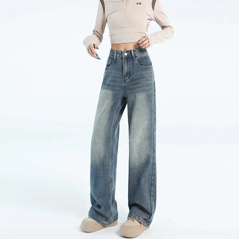 YINLEI Jeans Women's Vintage Blue-3