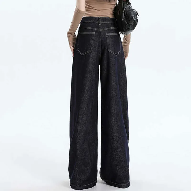 YINLEI Jeans Women's Dark Blue-2