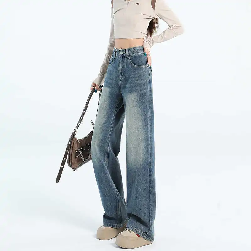 YINLEI Jeans Women's Vintage Blue-1