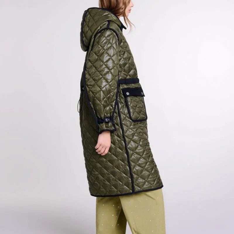 Maje Contrast trim Quilted Puffer Jacket-2