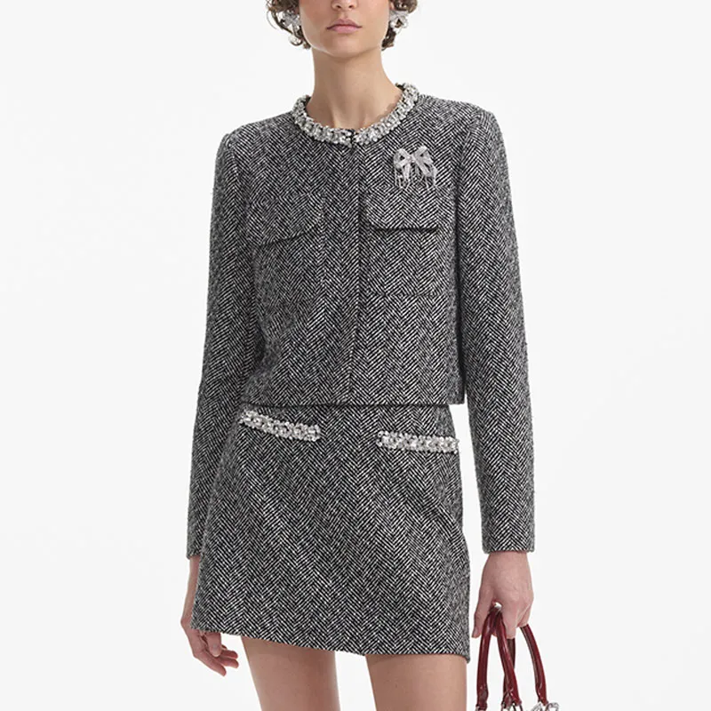 Self-portrait Herringbone Jacket-1