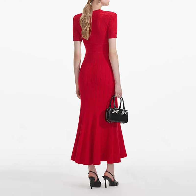 Self portrait Short Sleeved Dress Women's True Red-2