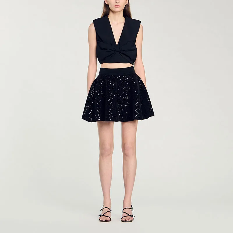 Sandro Sequinned Mini Skirt-1