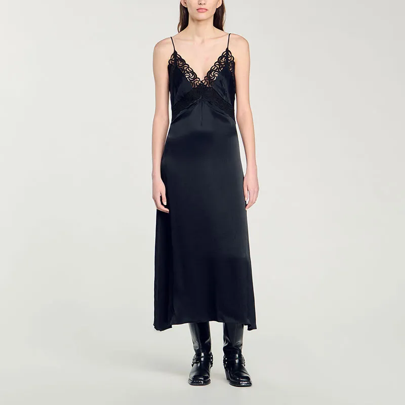Sandro Embroidered edge Midi Dress-1
