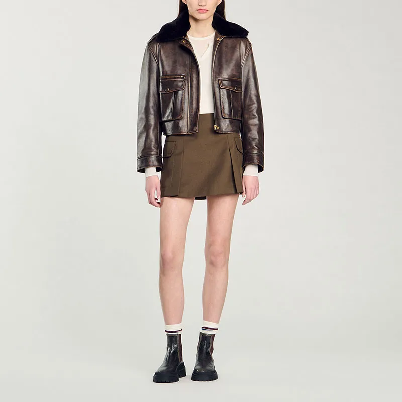 Sandro Pleated Mini Skirt-3