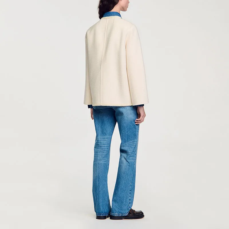 Sandro Braided trim Felted Jacket-2