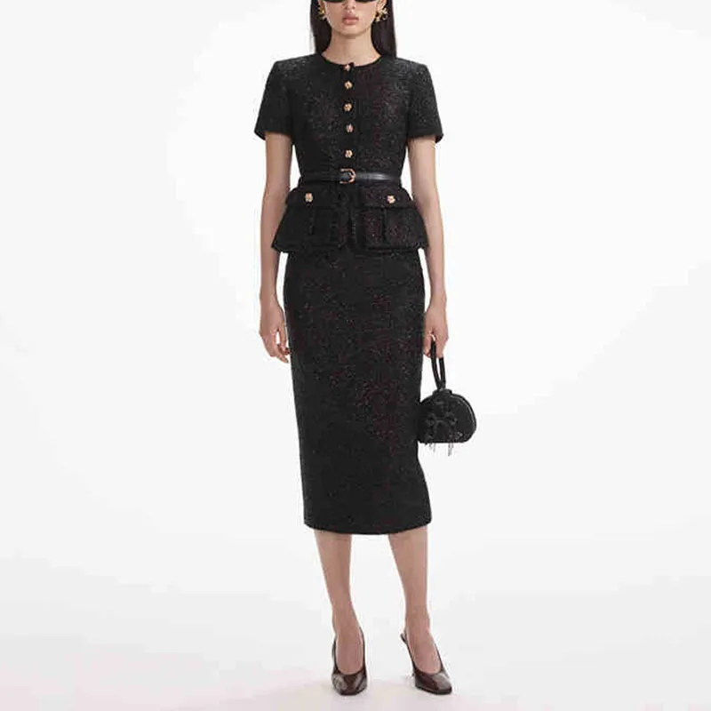 Self portrait Tinsel Boucle Tailored Midi Dress-1