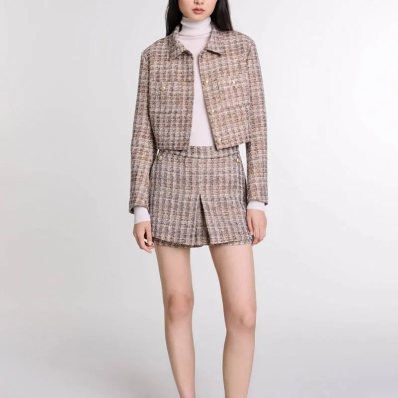 Maje Cropped Tweed Jacket-1
