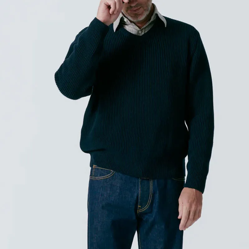 NOAH V Neck Shaker Stitch Sweater-1