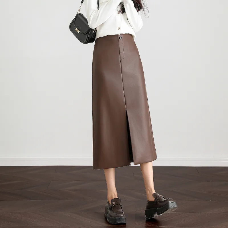 【dme】 Leather Long Skirts Women's-2