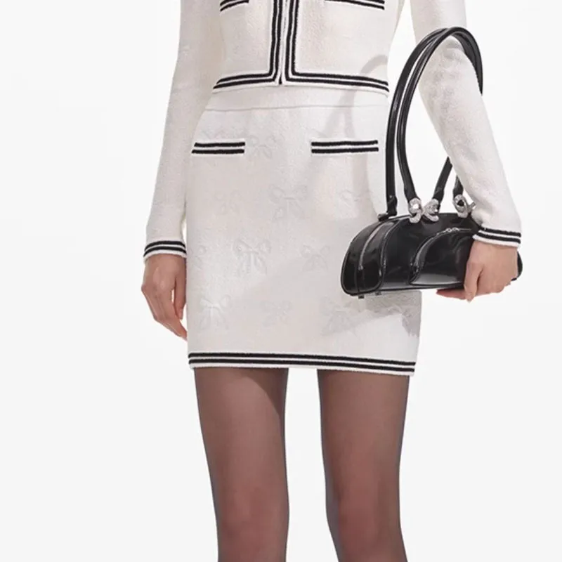 Self portrait Casual Short Skirts Women's White & Black-1