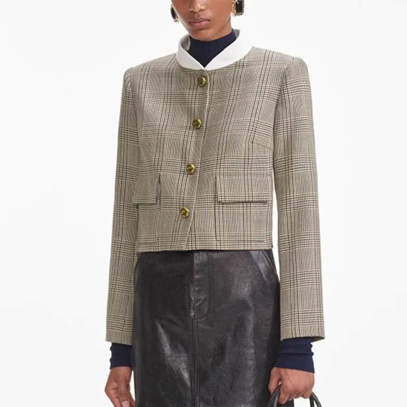 Self-portrait Check Wool Jacket-1