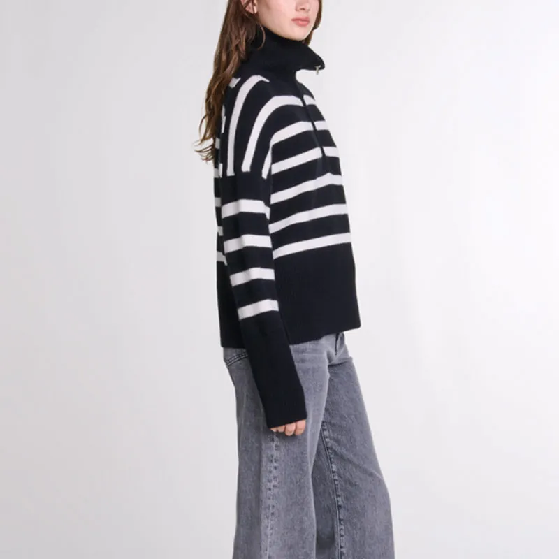 Maje Stripe print High neck Sweater-3