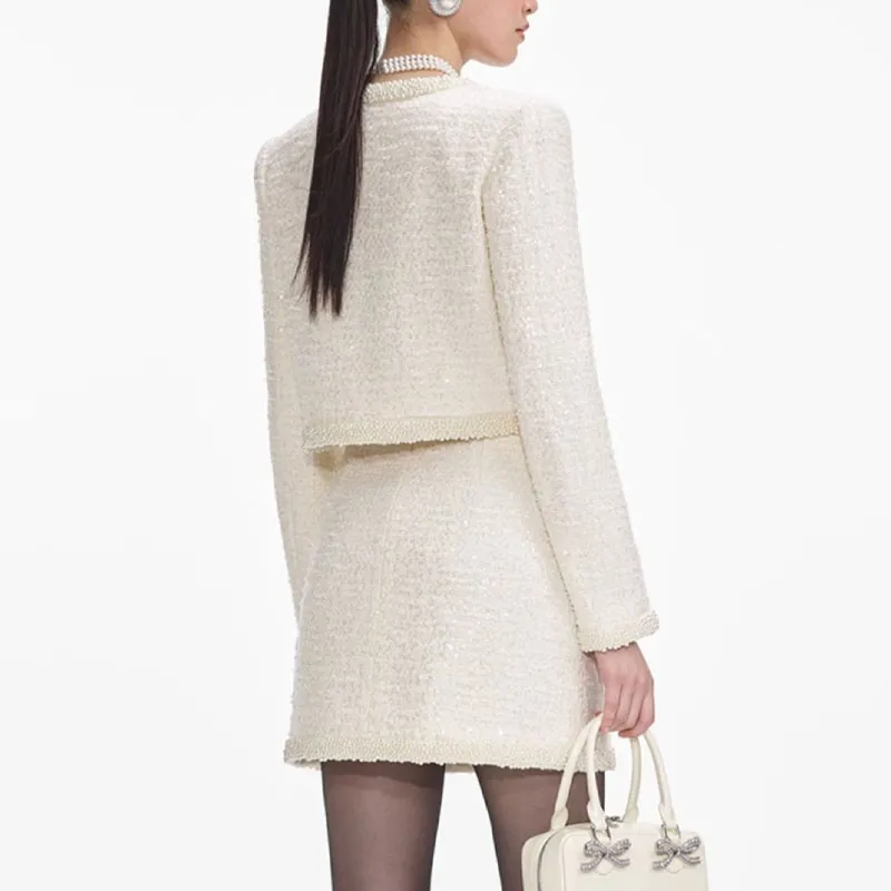 Self-portrait Boucle Embellished Trim Jacket-2