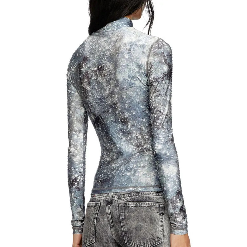 DIESEL OVAL D Series Regular T Shirt Women's Blue/Gray-2