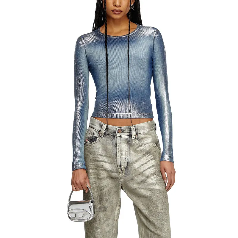 DIESEL Faded Metallic Long Sleeved T Shirt-1
