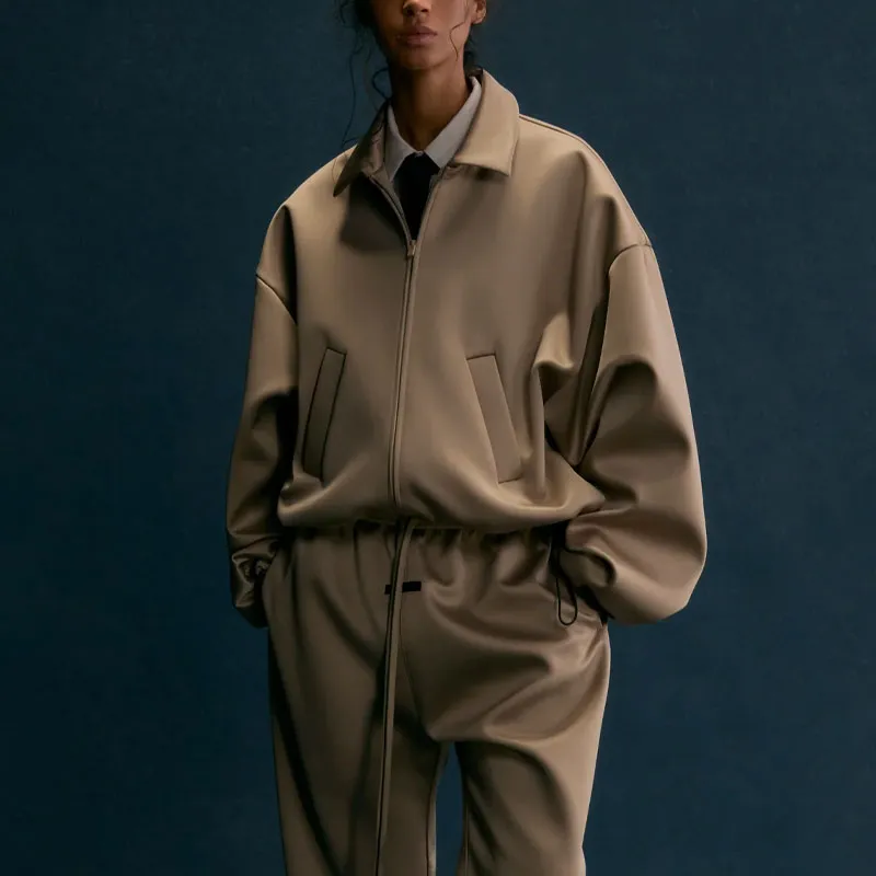 Fear Of God Essentials Women's Satin Nylon Bomber Jacket Desert Sand-2