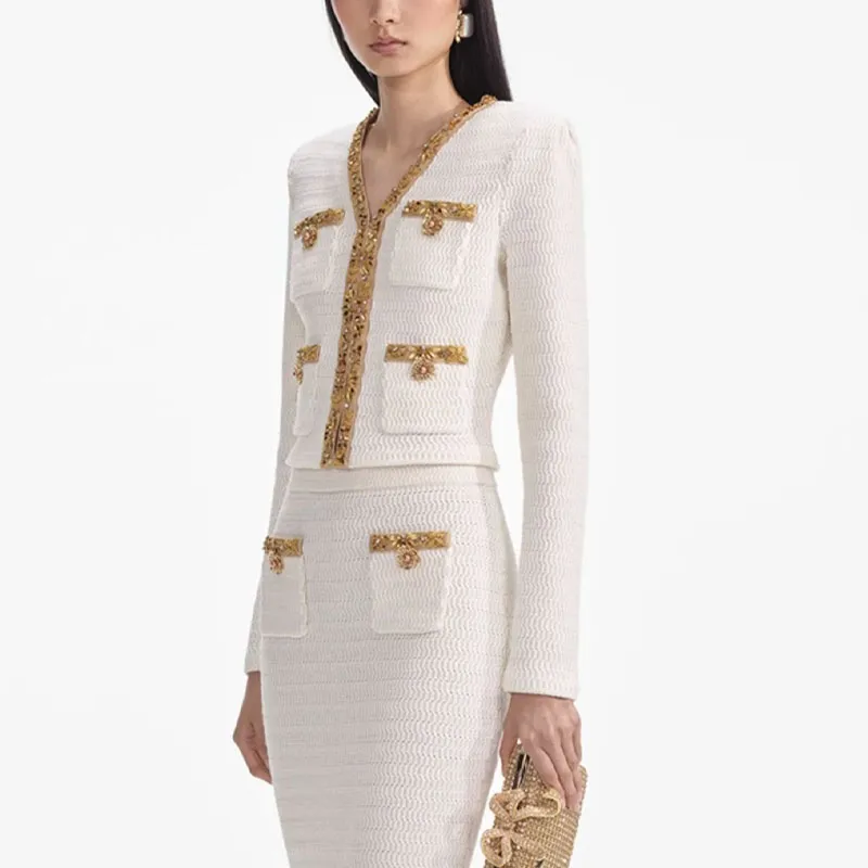 Self-portrait Lurex Knitted Cardigan-1