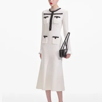 Self portrait Long Sleeved Dresses Women's White & Black