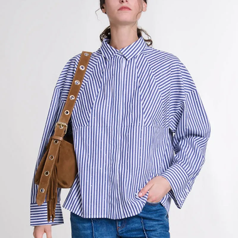 Maje Rhinestone embellished Striped Shirt-1