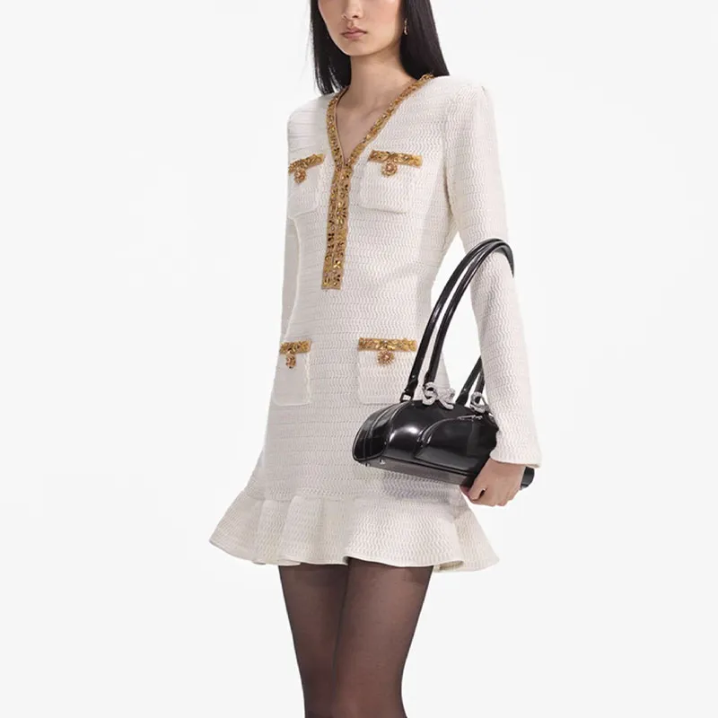 Self portrait Lurex Knitted Mini Dress-1