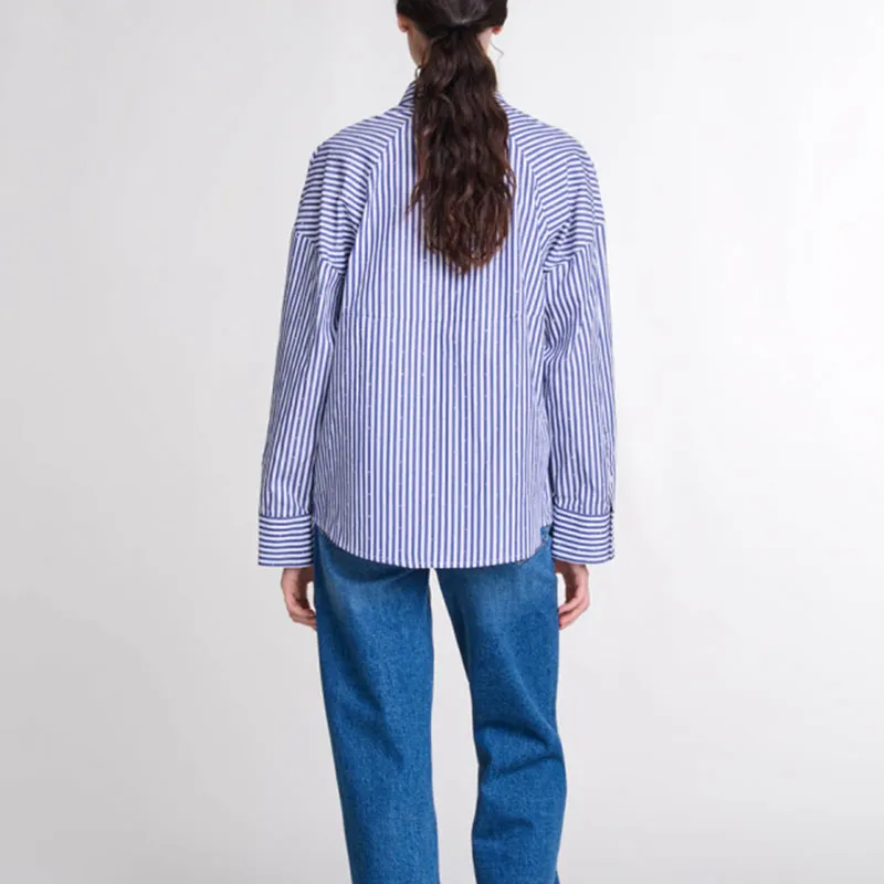 Maje Rhinestone embellished Striped Shirt-2