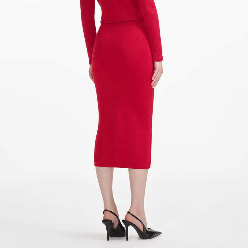 Self portrait Knitted Corsage Midi Skirt-2